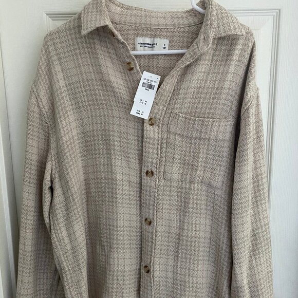 Abercrombie & Fitch Mens Flannel Knit Biege Size Small - Picture 1 of 3